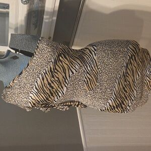 April One Shoulder 3/4 Sleeve Cocktail Dress; Leopard & Tiger Print; Tan & Black